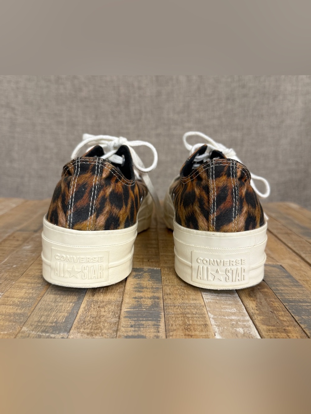 Converse Womens Leopard-Print Platform Low-Top Sneakers in Brown and Black - Picture 6 of 9
